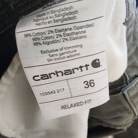 Carhartt Cargo Shorts Mens Size 36 Green Canvas Relaxed Fit Work Casual Utility - Picture 10 of 11